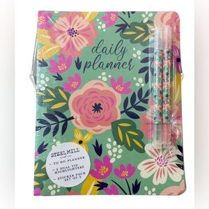 Steel Mill Daily Planner Featuring Vibrant Floral Design Includes Stickers NWT